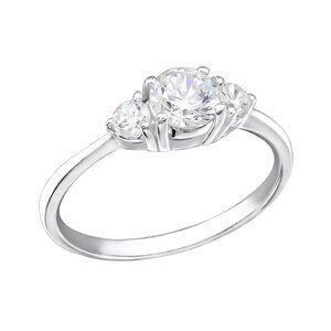 Sterling Silver 3 Stone Diamond Engagement Ring